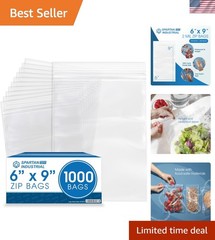 6” X 9” 1000 Count 2 Mil Clear Reclosable Zip Plastic Poly Bags with Resealab…