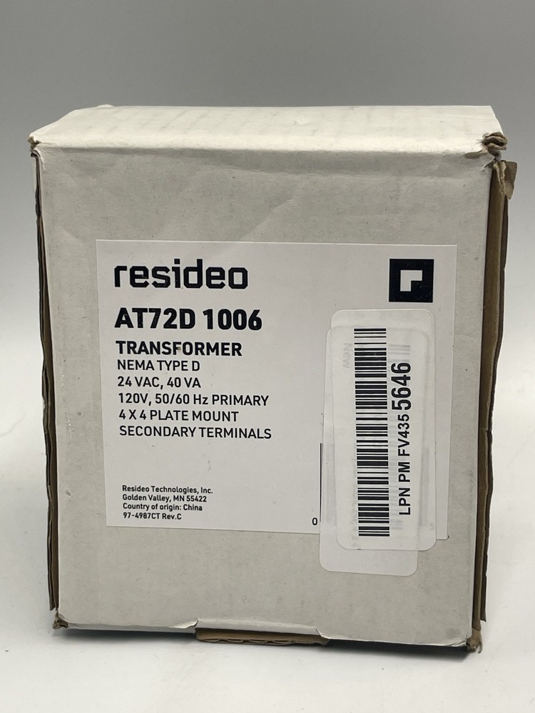 Resideo AT72D1006 Plate Mounted 120 Vac Transformer with 9 in. Lead Wires