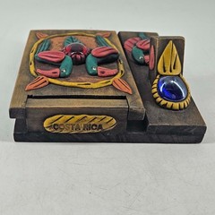 Souvenir wood Costa Rica Desktop Note Book Pen holder