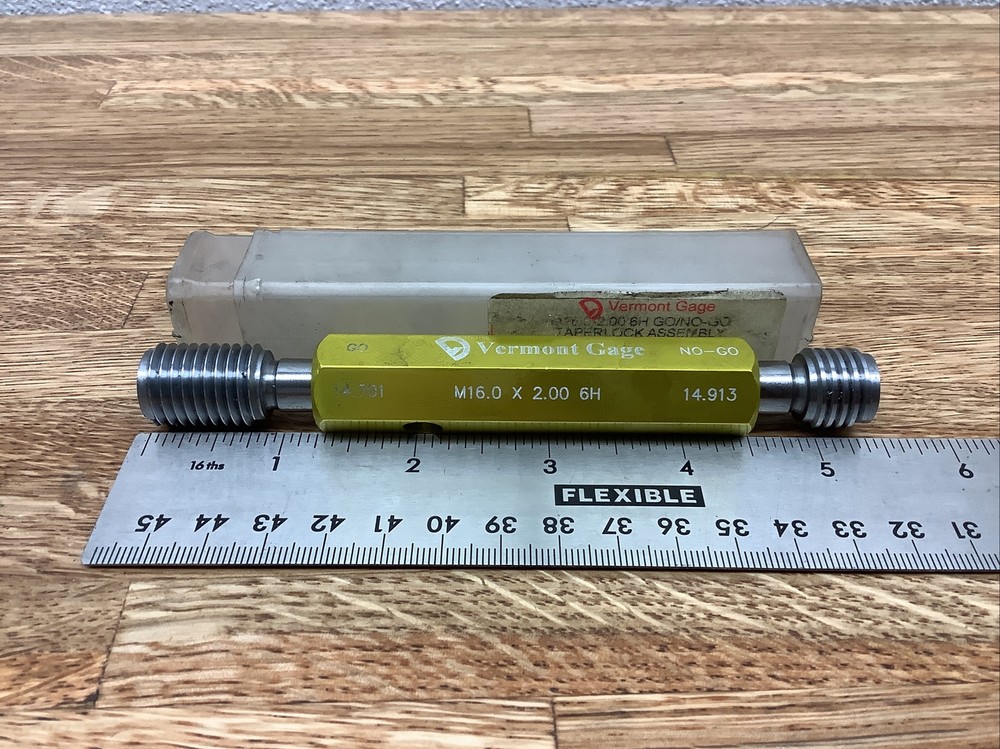 VERMONT GAGE M16.0 X 2.00 6H THREAD PLUG GAGE~GO 14.701 NOGO 14.913(GB34)