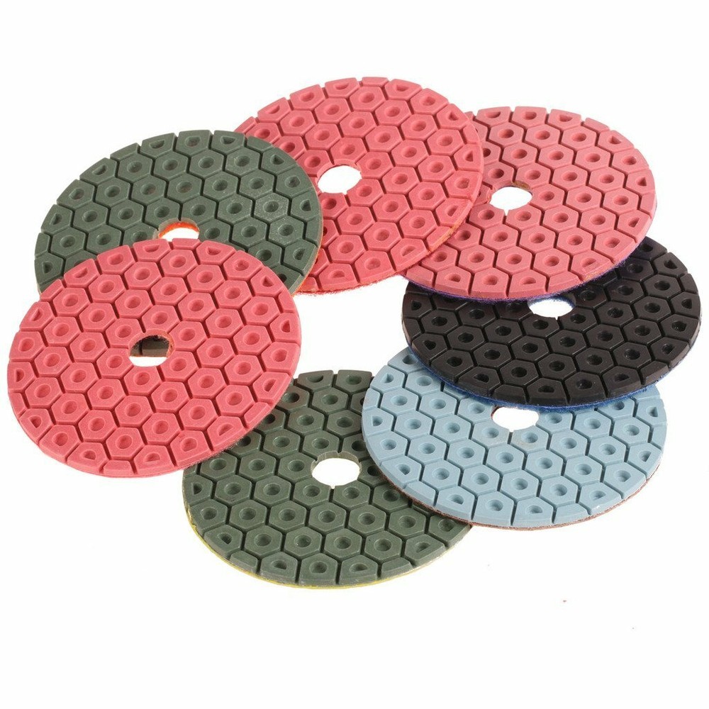 5 Inch Hexagonal Honeycomb Diamond Polishing Pads Wet/Dry for Granite Marble
