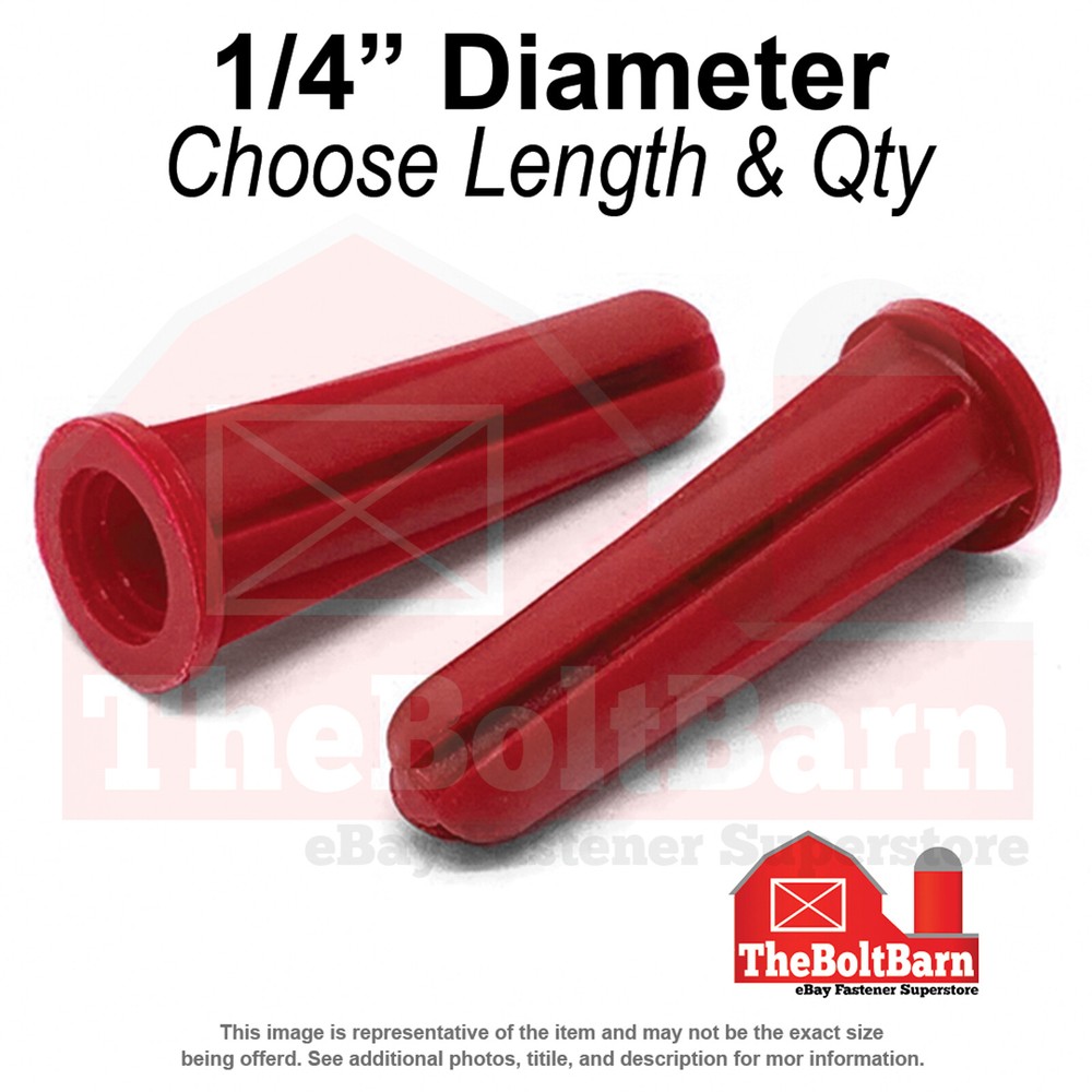 1/4″ Conical Plastic Drywall Anchor Red Fits Screws #10 #12 (Choose Quantity)