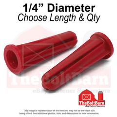 1/4″ Conical Plastic Drywall Anchor Red Fits Screws #10 #12 (Choose Quantity)