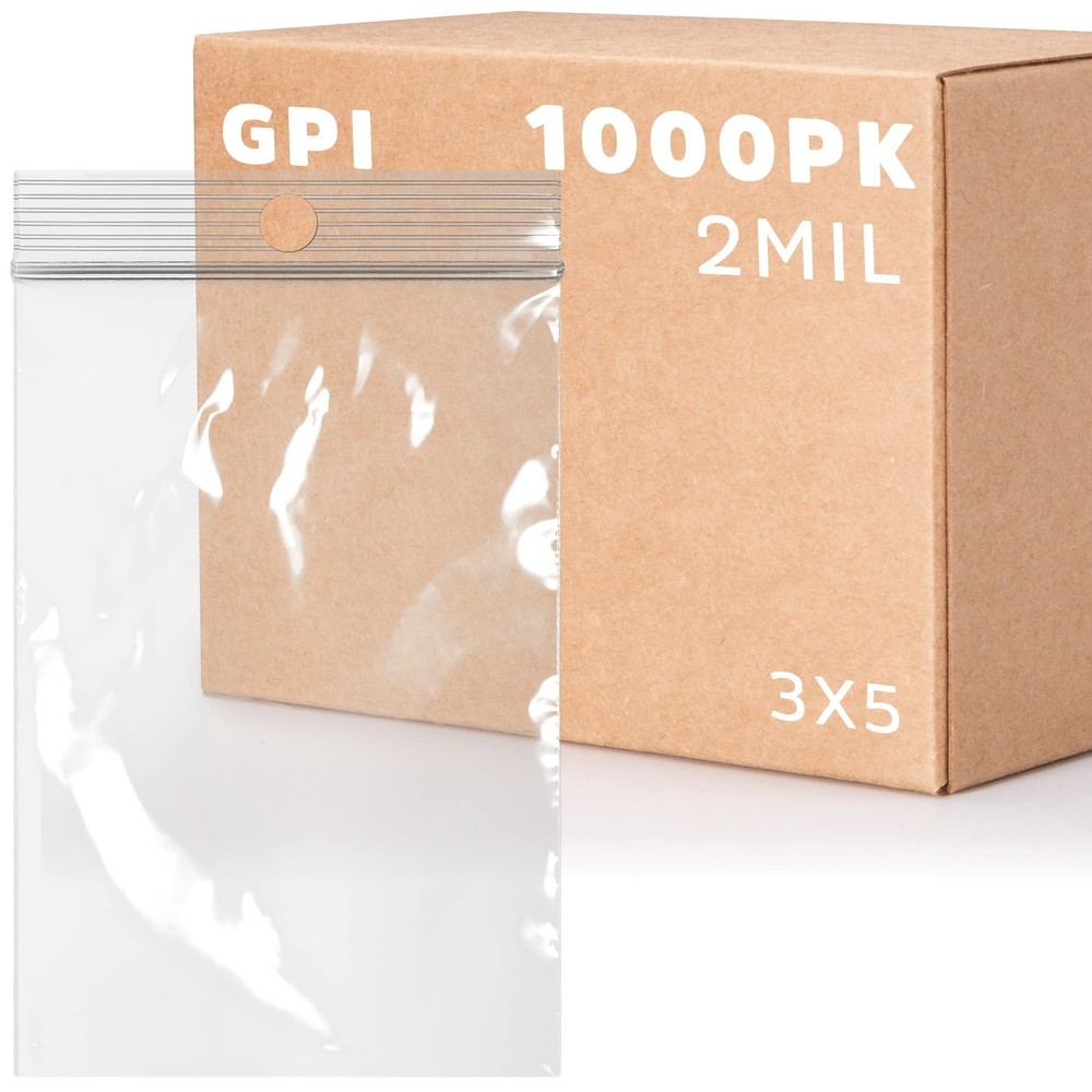 GPI – 3 X 5 Clear Plastic Zip Bags, 1000 Count, Heavy-Duty 4 Mil Thick Durable P