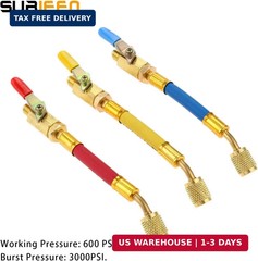 3pcs AC Charging Hoses with Ball Valves 1/4″ SAE for R134A R410A R22 R12 HVAC