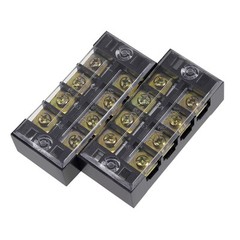 2Pcs 4 Position Dual Rows Barrier Block Terminal Strip for Machine 600V 25A Wire