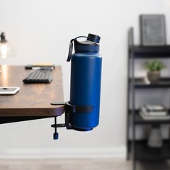 VIVO Black Clamp-on Cup Holder for Desk and Bed Frame, Anti-Spill Drink Support