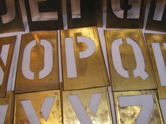 Vintage CH Hanson 45 Brass Stencils 4” Letters Numbers +Punctuation with OLD Box
