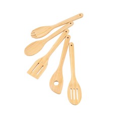 Mainstays 5 Pack Bamboo Cooking Spoons, Essential Kitchen Utensil Set
