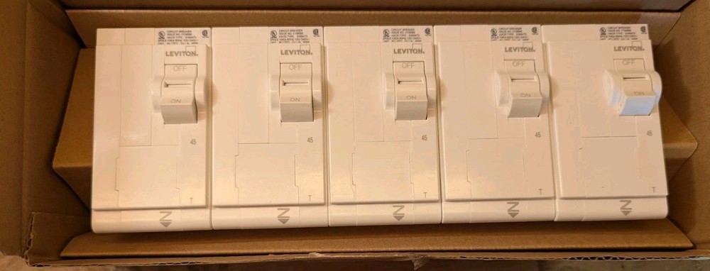 45 Amp Breakers , Leviton LB245 , 45 AMP Leviton Breaker, Box Of 5