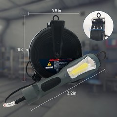 Aceland Portable Corded Led Work Light 30 Feet Retractable Cord Reel 1600