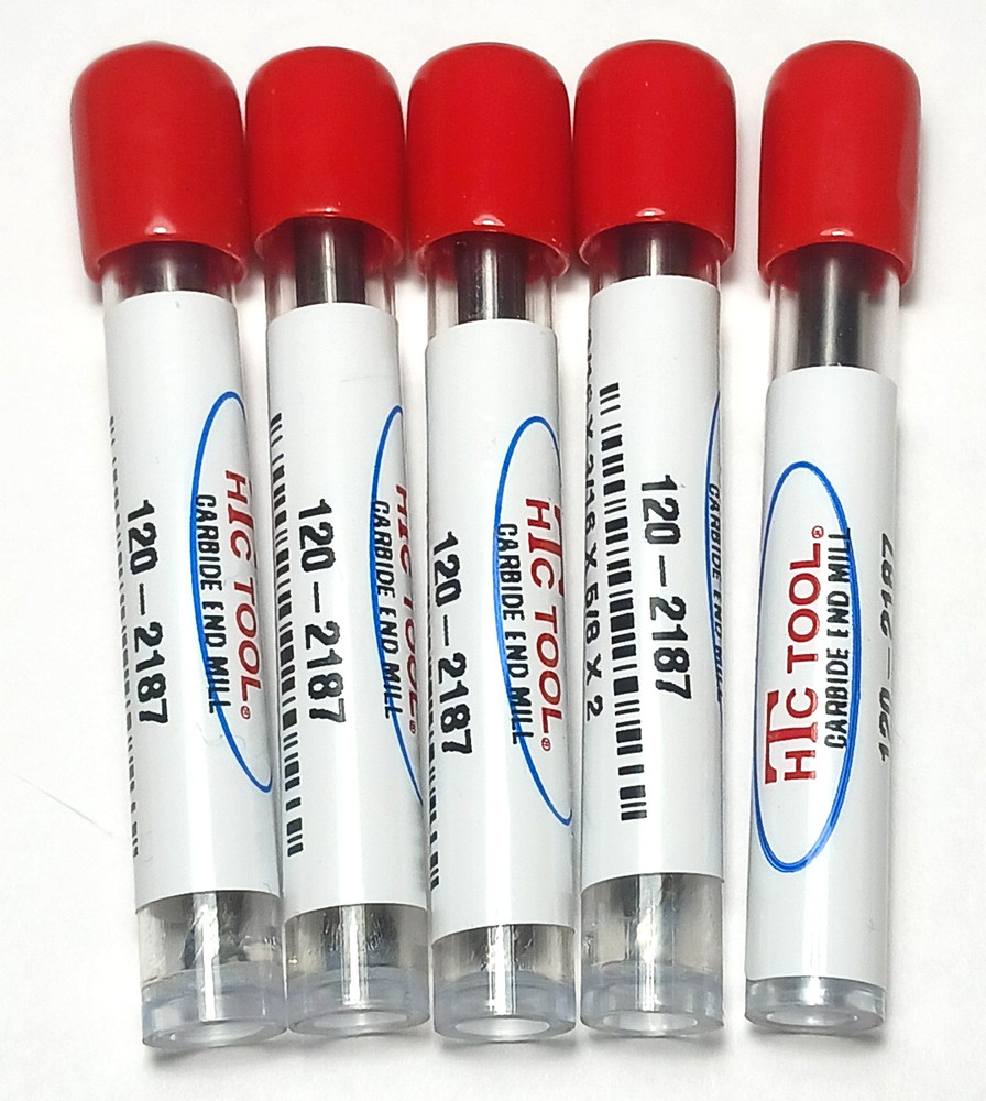 3/16″ (.1875″) PACK OF 5 CARBIDE 2 flute end mill – USA 120-2187 Free Ship