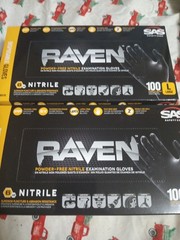 2 Boxes of 100 SAS Raven 6 MIL Size L Gloves-200 Total Gloves