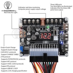 20/24 Pin ATX Power Adapter Board Power Supply Module Adapter Adjustable Voltage