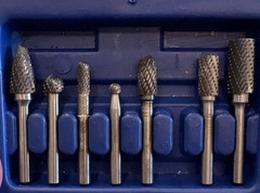 Astro 2181 8pc Double Cut Carbide Rotary Burr Set Die Grinder 1/4 in Shank