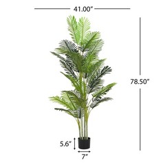 78.5″ Artificial Palm Tree with Black Plastic Pot, Set of 2