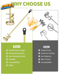 Paint Mixer for Drill Paint Stirring Drill Attachment for 1-5 Gallon Bucket Zinc