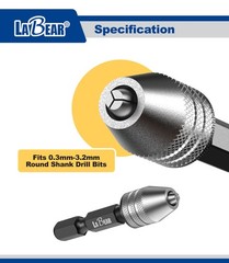 Drill Chuck Keyless Mini Adapter ¼ Inch Hex Shank | 0.3-3.2mm Capacity for Micro