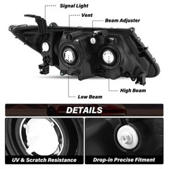 2011-2017 Odyssey EX/EX-L/LX Headlights Pair Black Halogen Bulbs Included