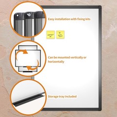 VIZ-PRO Magnetic Dry Erase White Board, 48 X 36 Inches, Black Aluminium Frame