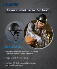 LANON Carbon Fiber Custom Design Full Brim Hard Hat, OSHA Construction Work Appr