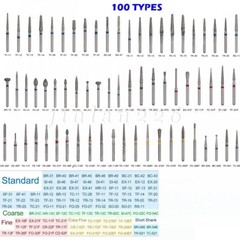 100 Types SANDENT Dental FG Diamond Burs For High Speed Handpiece Friction Grip