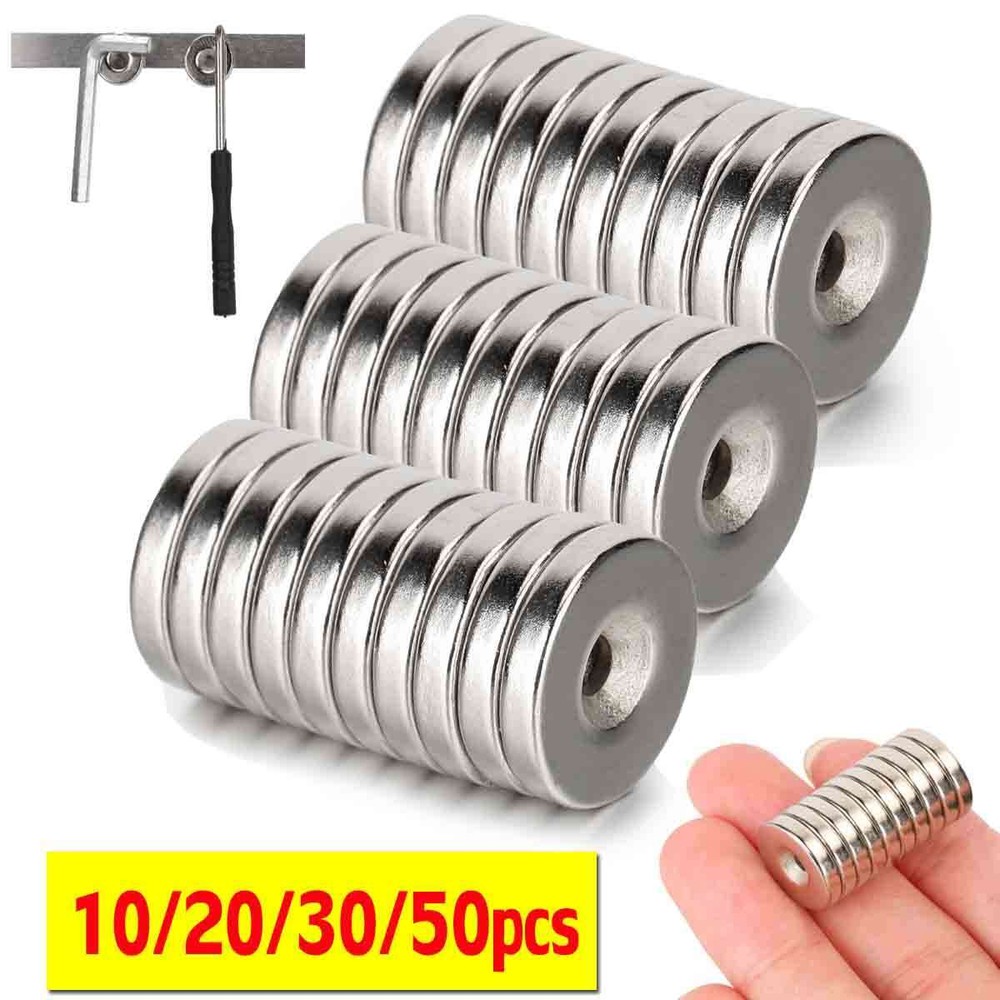 20/30/50x Strong Countersunk Ring Magnets 15 x 3mm Hole 3mm Rare Earth Neodymium