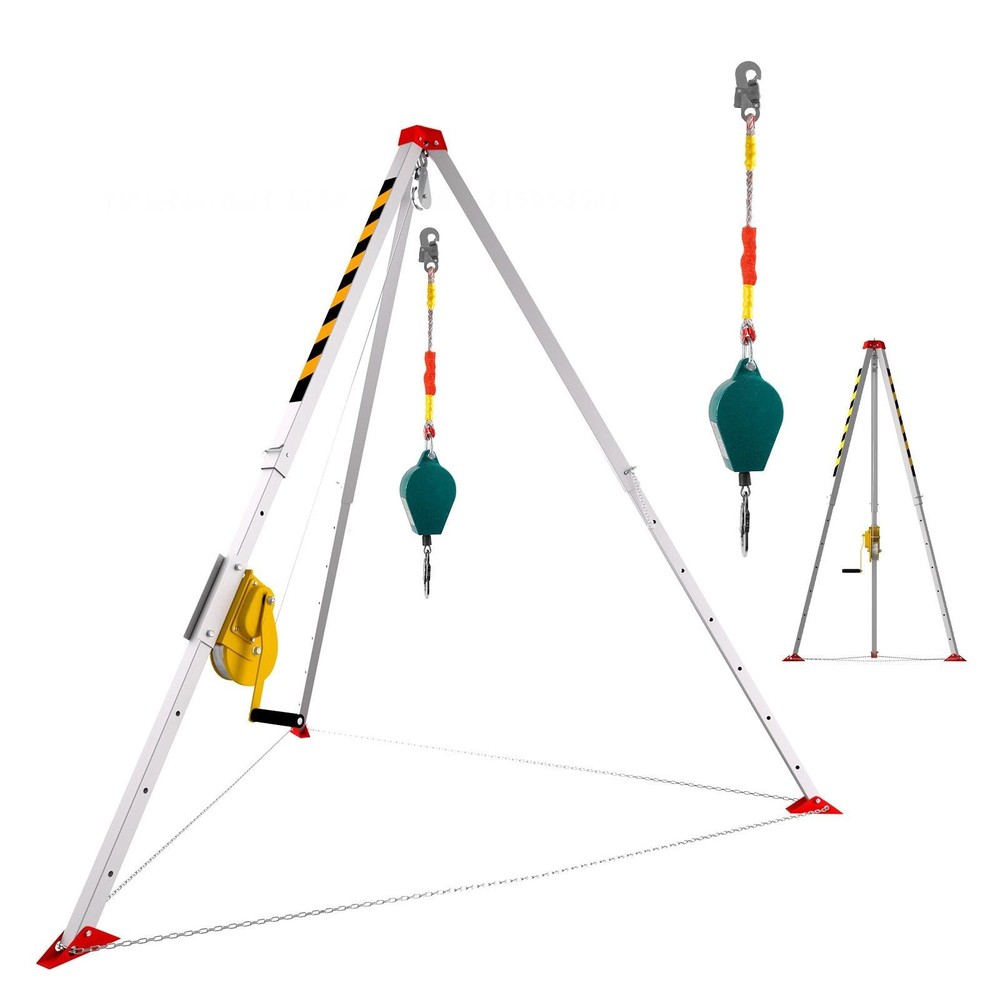 Confined Space Tripod, 2800LB/ 2000LB Sewer Rescue Tripod Kit w/8ft Safety Chain