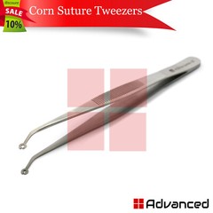 Surgical Tissue Holding Corn Suture Tweezers 6″ Dental Eyelet Angled Forceps