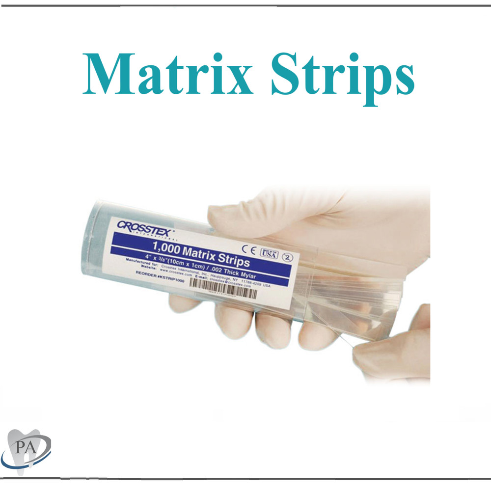 Dental Matrix Clear Strips 4 x 3/8″ (10cm x 10cm), .002″ Thick Mylar, 1000/Tube