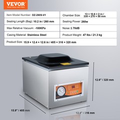 VEVOR Chamber Vacuum Sealer Commercial Vacuum Sealing Bag Packing Machine 260W