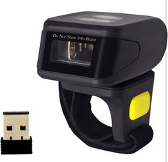 Bluetooth Ring 1D 2D QR Barcode Scanner, Wearable Wireless Finger Mini Bar Code