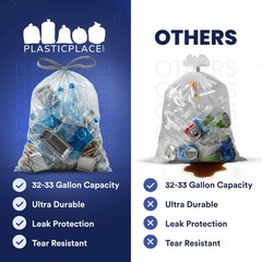 Plasticplace 32-33 Gallon Recycling 0.9 Mil Drawstring Garbage Can 33 X 38 100