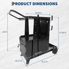 Welding Cart Lockable Cabinet, 2 Tier Heavy Duty Welder Cart for Mig Welder with