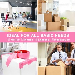 Pink Packing Tape with Dispenser, 2.4 Mil 1.88 Inch x 110 Yards, 2 Refills Ro…