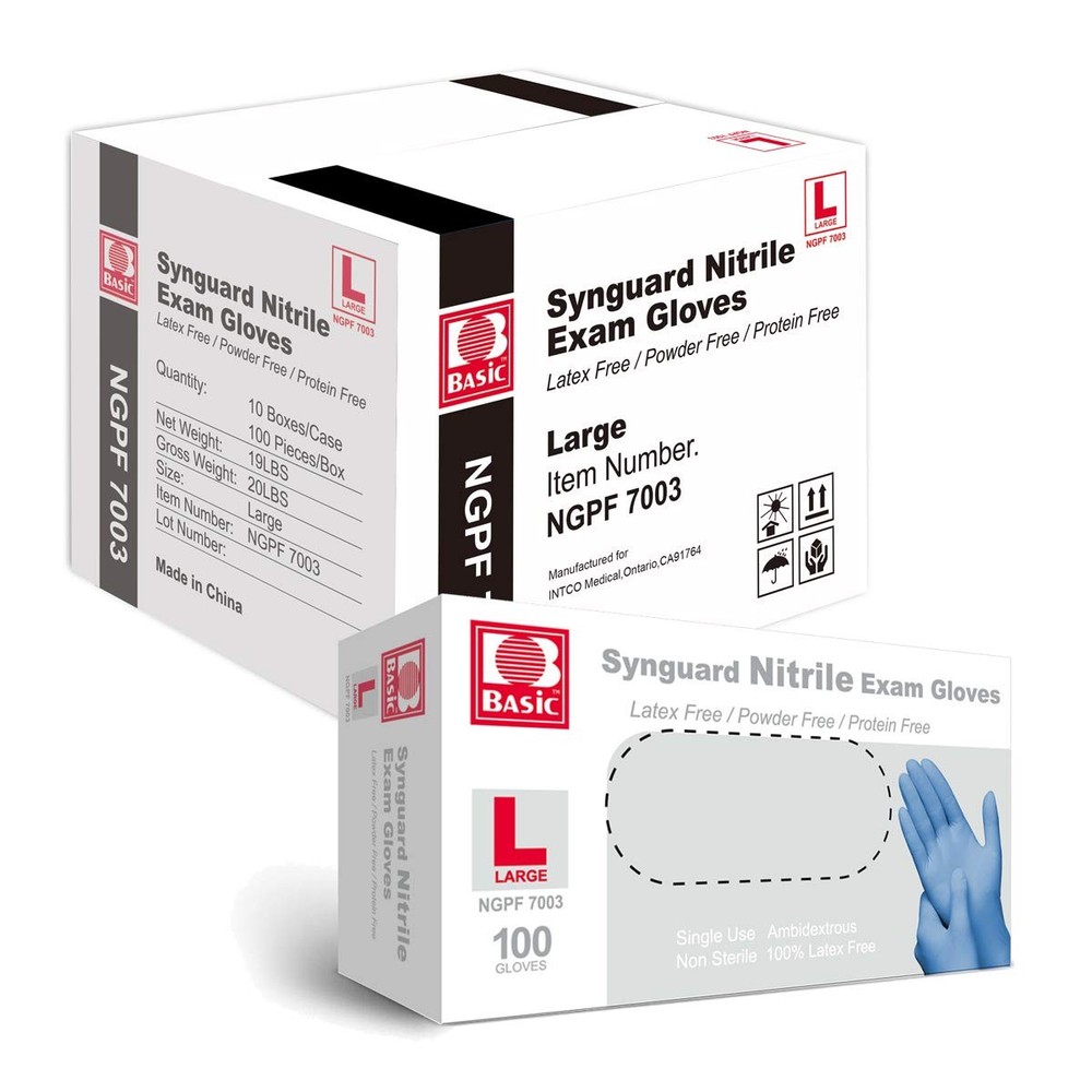 Basic Medical Blue Nitrile Exam Gloves – Latex-Free & Powder-Free – NGPF 7003…