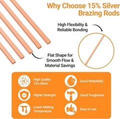 15% Silver Brazing Rods BCuP-5 40PCS Silver Solder Welding Rod 10 Inch AC