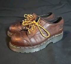 Dr Martens Air Wair P0313 Industrial Steel Toe Work Shoes Brown Leather Size M9