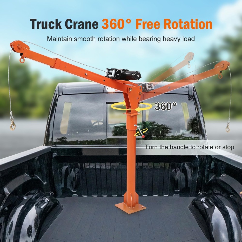 1100 LBS Hydraulic Truck Crane 360° Swivel Hitch Mounted Crane Truck Bed Lift
