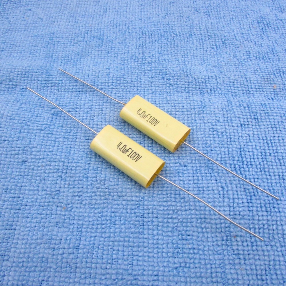 Qty 2 4uF 100V Metalized Polyester Film Speaker Crossover Capacitor