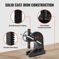 1 Ton Manual Arbor Press Handwheel 5.9″ Height Cast Iron Desktop