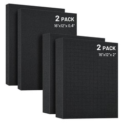 Dual-Thickness Case Foam Insert Kit 4PCS (2PCS 16x12x2″ + 2PCS 16x12x0.4″) – …