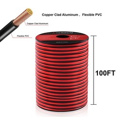 14AWG 100FT Electrical Wire Cable 2 Conductors Red Black Cable Hookup LED Lighti