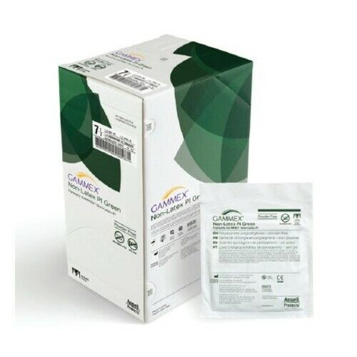 *50-Pairs* Ansell Gammex Non-Latex PI Green PF Size-8.0 Gloves 20685280