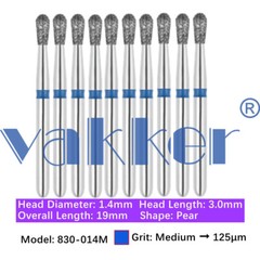 10pc Dental FG Diamond Burs for High Speed Handpiece Barrel Wheel Pear Shape
