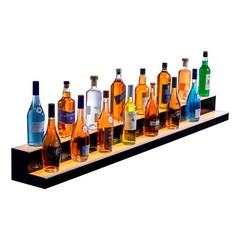 VEVOR60″ 2-Step LED Lighted Liquor Bottle Display Bar Shelf RF & App Control