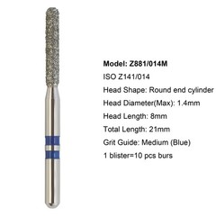 Diamond Burs Zirconia Cutting Round End Taper Cylinder Football Ball Fine Medium