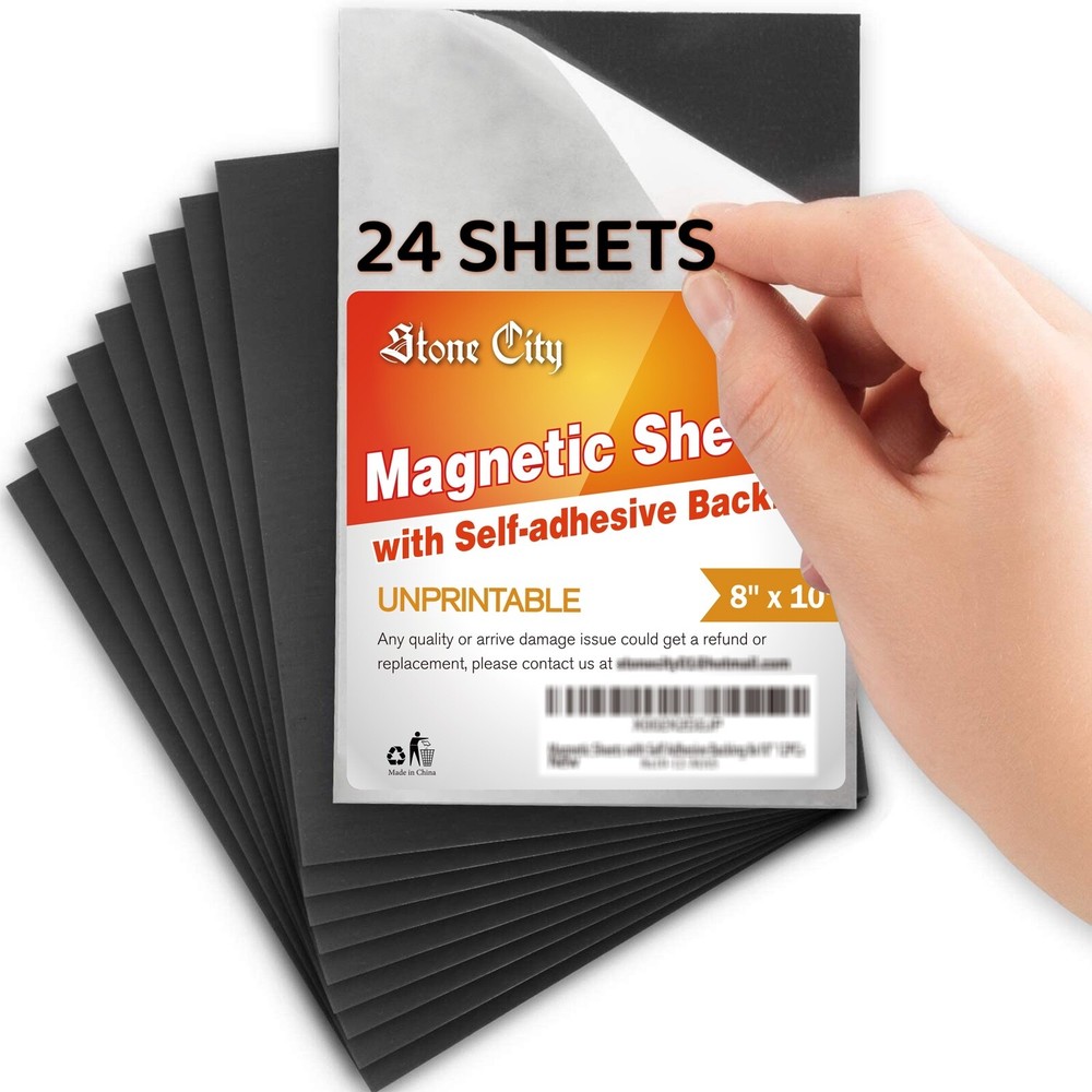 24 Self Adhesive Magnetic Sheets 8×10 Magnet Sheet with Adhesive Strong Flexible