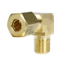 1/4″ x 1/8″ Tube OD x Male NPTF 90 Degree Barstock Elbow Solid Brass Fitting