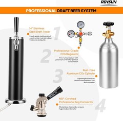 Full Size 5.4 Cu.Ft, Beer Kegerator with CO2 Tank Included, Draft Beer Dispenser